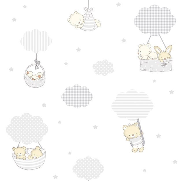 Dětská papírová tapeta Medvídci a mráčky 580-3, Treboli, Ichwallcoverings - Papírové tapety