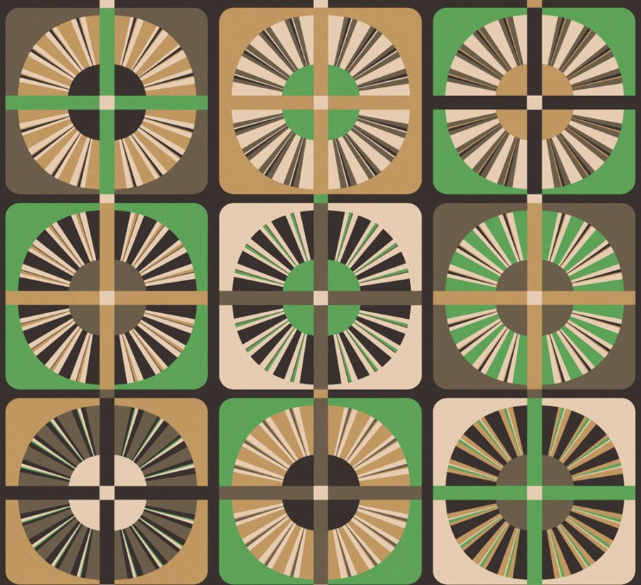 Vliesová tapeta na zeď, zeleno-béžová, retro, ROC405, Rock, Masureel - Vliesové tapety