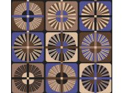 Vliesová tapeta na zeď, hnědo-modrá, retro, ROC404, Rock, Masureel