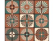 Vliesová tapeta na zeď, zeleno-hnědá, retro, ROC403, Rock, Masureel