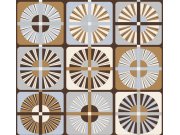 Vliesová tapeta na zeď, modro-hnědá, retro, ROC402, Rock, Masureel