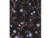 Černá květinová vliesová tapeta na zeď, SUM205, Summer, Khroma by Masureel