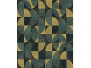 Tyrkysovo-zlatá geometrická vliesová tapeta na zeď, SPI001, Spirit of Nature, Khroma by Masureel