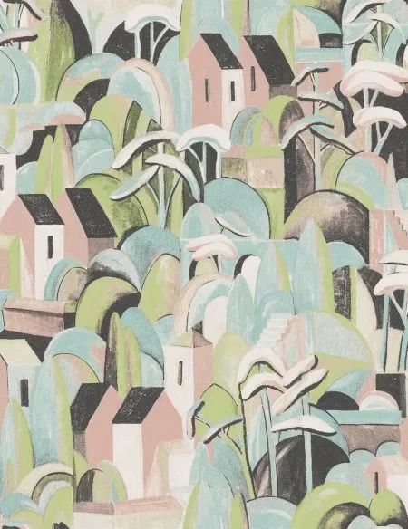 Vliesová tapeta na zeď, krajina s domečky, ILA001, Aquila, Khroma by Masureel - Vliesové tapety