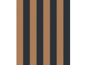 Černo-bronzová vliesová tapeta s pruhy, OTH409, Othello, Zoom by Masureel