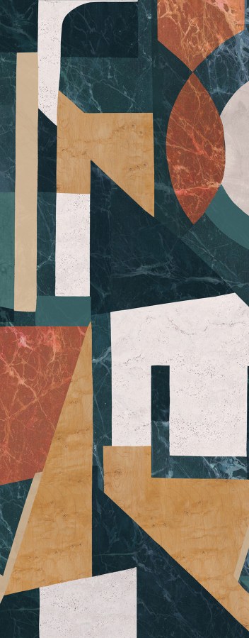 Grafická vliesová obrazová tapeta na zeď, zeleno-hnědá, DGROC1022-300, Rock, Masureel - Vliesové tapety