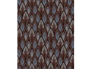 Hnědo-modrá vliesová tapeta s listy, SUM406, Summer, Khroma by Masureel