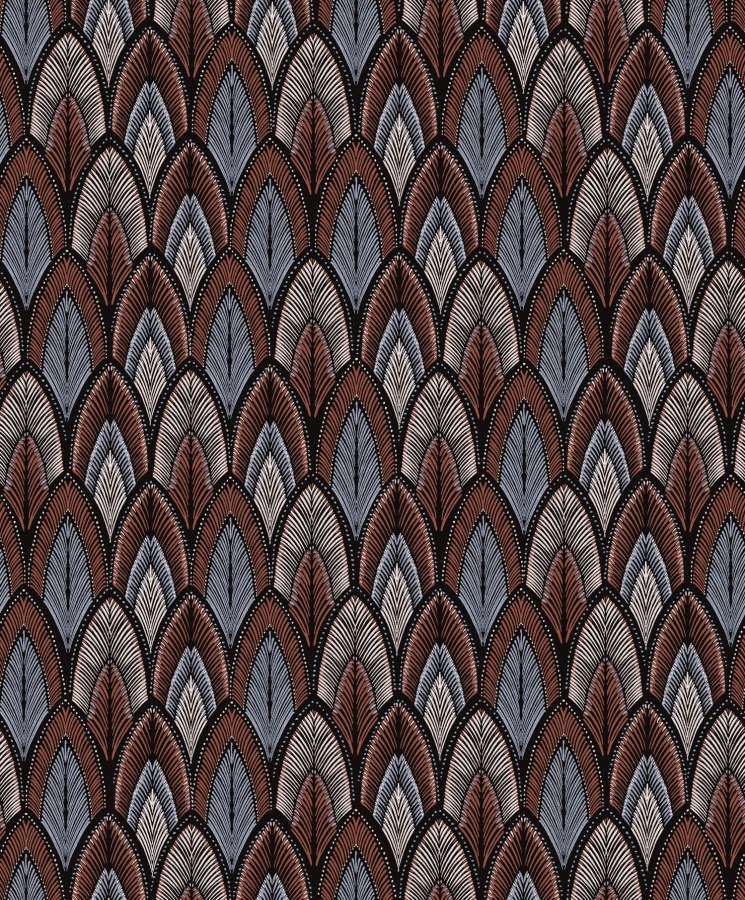 Hnědo-modrá vliesová tapeta s listy, SUM406, Summer, Khroma by Masureel - Vliesové tapety