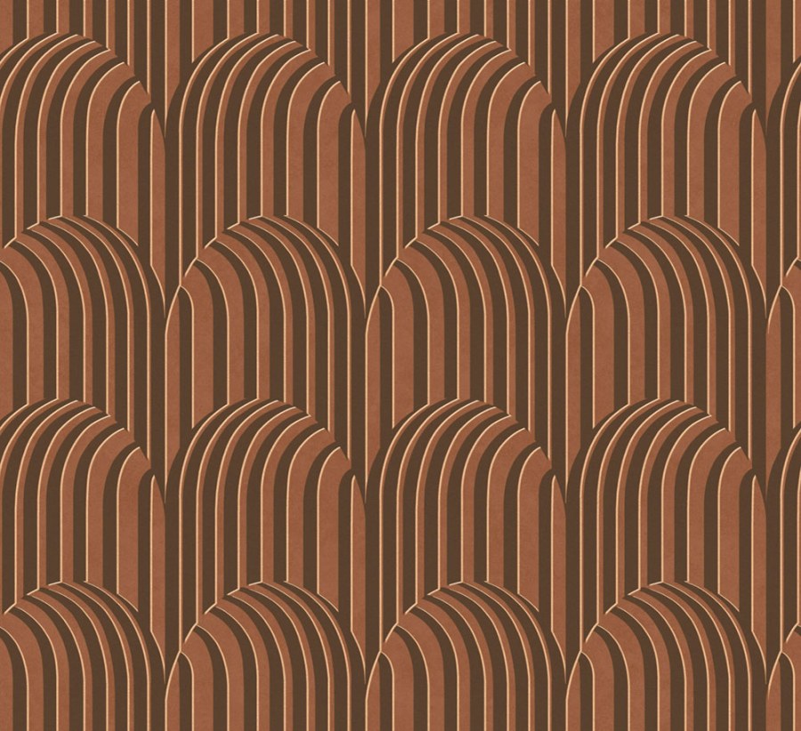3D geometrická vliesová tapeta na zeď, hnědo-bronzová, ROC303, Rock, Masureel - Vliesové tapety
