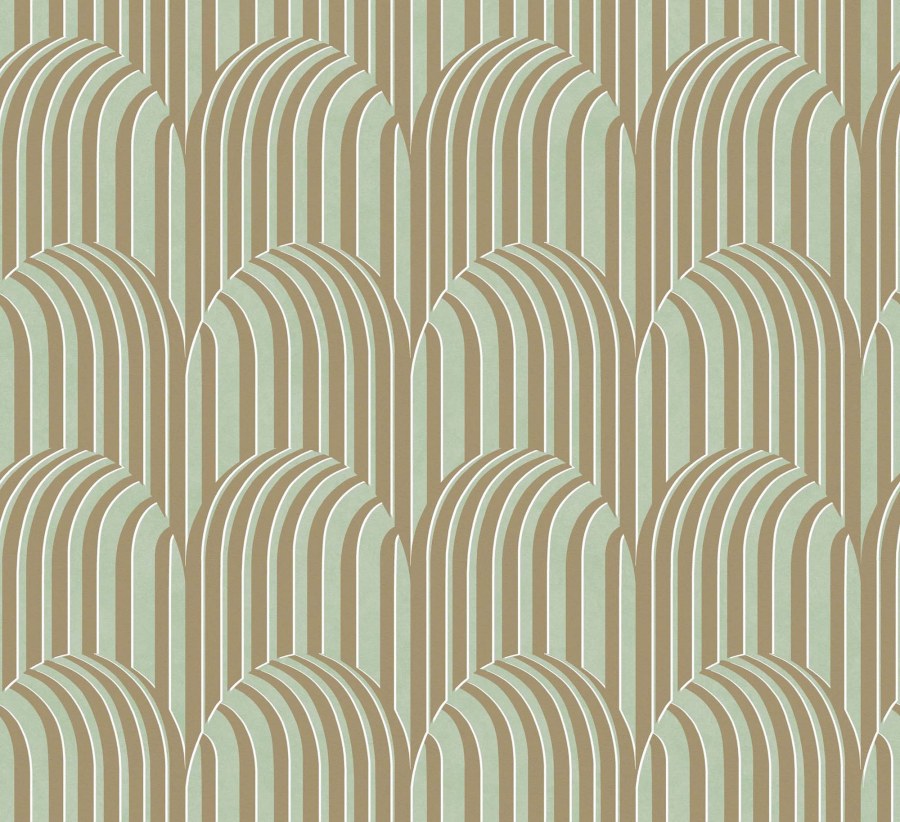 3D geometrická vliesová tapeta na zeď, zeleno-béžová, ROC302, Rock, Masureel - Vliesové tapety