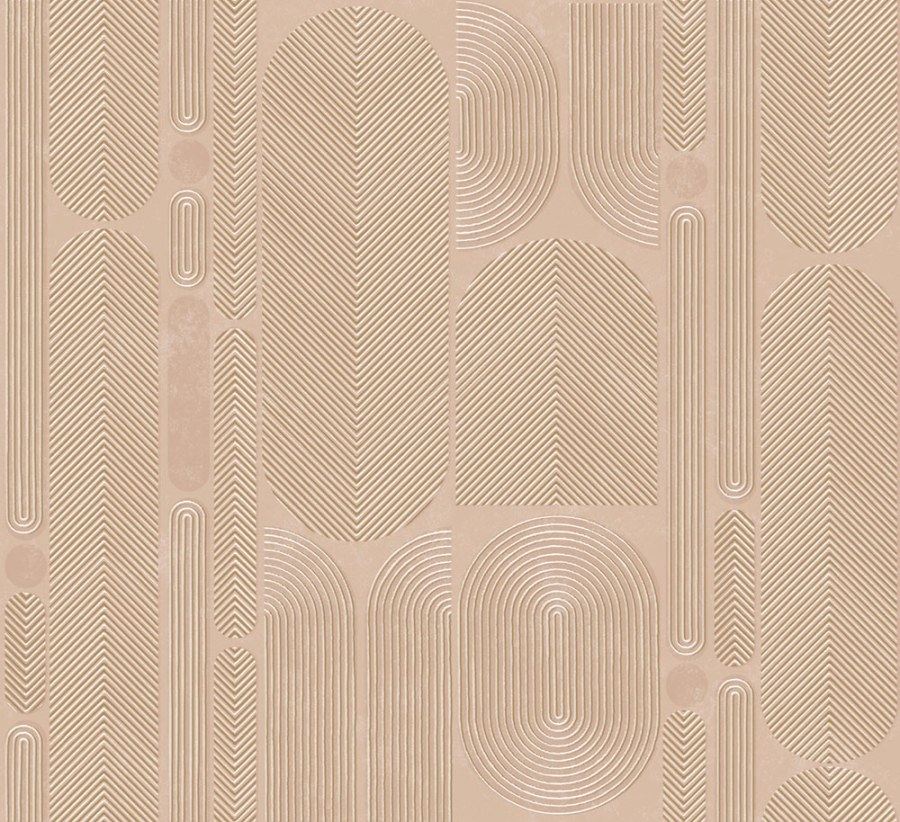 Geometrická vliesová tapeta na zeď, růžová, ovály, ROC204, Rock, Masureel - Vliesové tapety