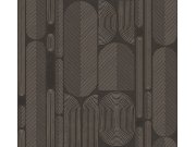 Geometrická vliesová tapeta na zeď, černo-stříbrná, ovály, ROC203, Rock, Masureel