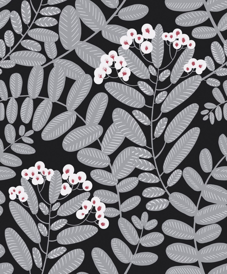 Černá vliesová tapeta na zeď, šedé listy, YSA003, Mysa, Khroma by Masuree - Vliesové tapety