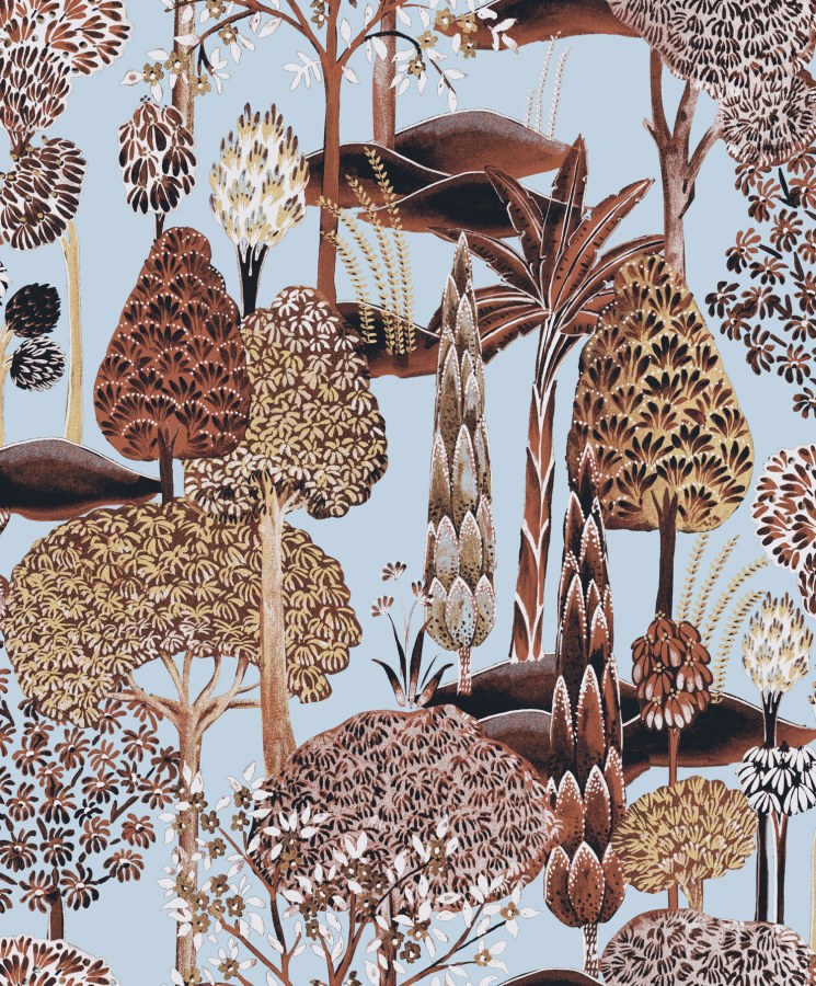 Modrá vliesová tapeta na zeď, stromy, SUM004, Summer, Khroma by Masureel - Vliesové tapety