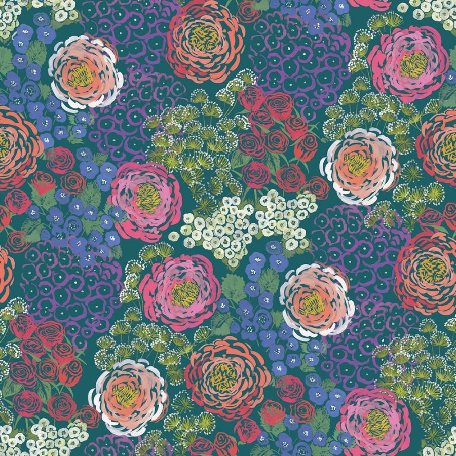 Frida Kahlo, Květiny - Vliesová obrazová tapeta 392571, Folk Fantastic, 300 x 300 cm, Carmen, Eijffinger - Vliesové tapety