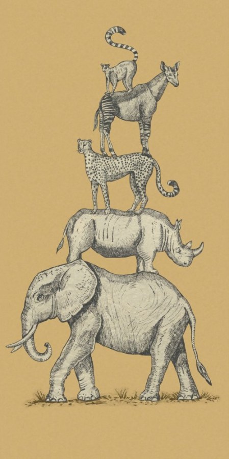 Dětská obrazová vliesová tapeta 399112, Safari Stack, 139,5 x 280 cm, Mini Me, Eijffinger - Vliesové tapety