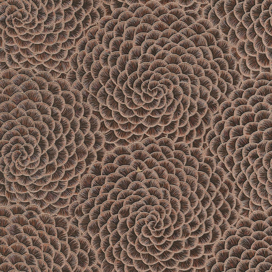 Tapety Yara - Tapety dle materiálu - Vliesové tapety - Hnědá vliesová tapeta na zeď, Květiny, lístky, KS3109, Karin Sajo, Grandeco Hnědá vliesová tapeta na zeď, Květiny, lístky, KS3109, Karin Sajo, Grandeco - Vliesové tapety