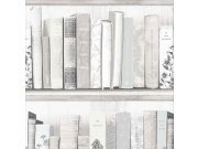 Papírová tapeta Knihovna 103837, Botany Library White Blue, Kids@Home 6, Graham & Brown