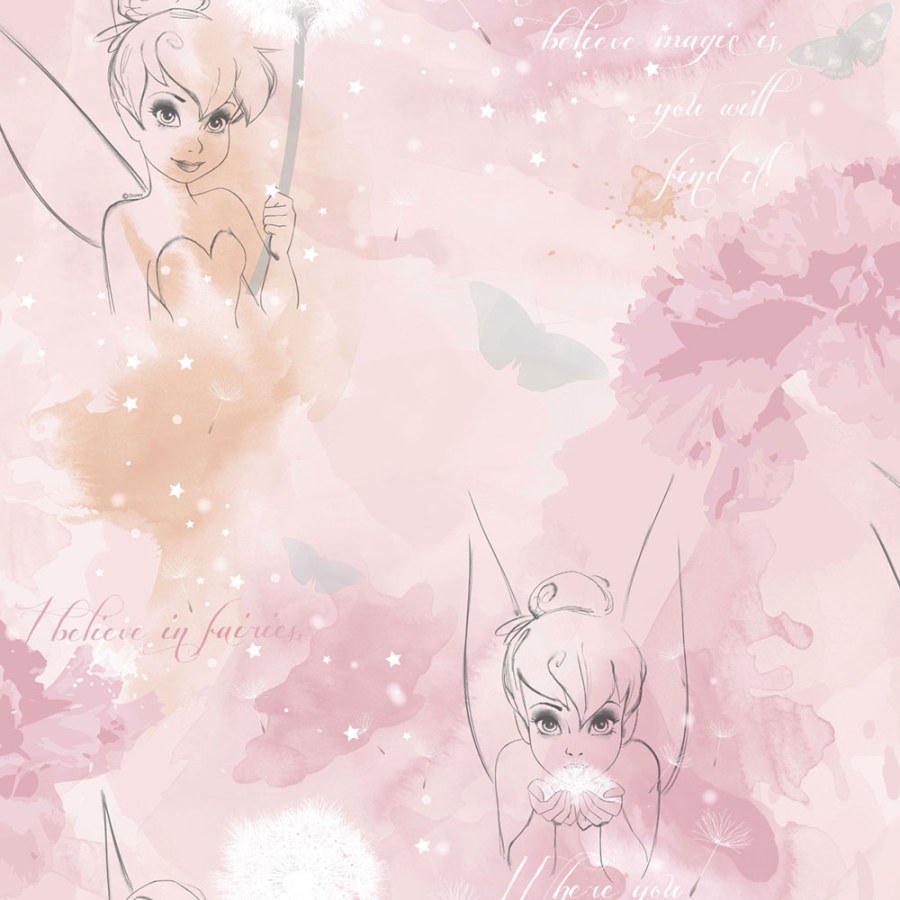 Dětská papírová tapeta Zvonilka, 106454, Tinkerbell Watercolour, Kids@Home 6, Graham & Brown - Tapety na zeď