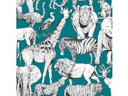 Vliesová tapeta Džungle, 107692, Jungle Animals Vert, Kids@Home 6, Graham & Brown