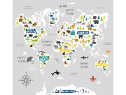 Dětská vliesová obrazová tapeta Mapa Světa, 111398, World Map 300 x 280 cm, Kids@Home 6, Graham & Brown