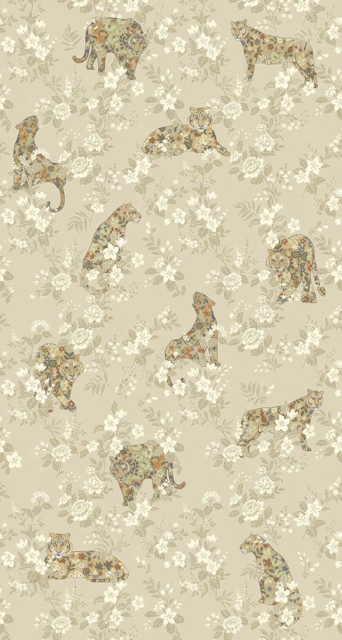 Béžová vliesová obrazová tapeta na zeď, šelmy, květiny, 333552, Festival, Eijffinger - Vliesové tapety