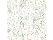 Bílá vliesová tapeta na zeď, luční květiny a trávy, UR3319, Universe 4, Grandeco