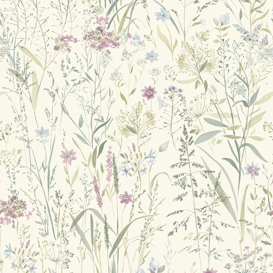Krémová vliesová tapeta na zeď, luční květiny a trávy, UR3310, Universe 4, Grandeco - Vliesové tapety