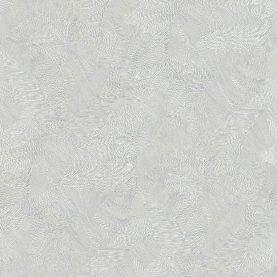 Šedá vliesová tapeta s plastickými listy, TI2104, Time 2025, Grandeco - Vliesové tapety