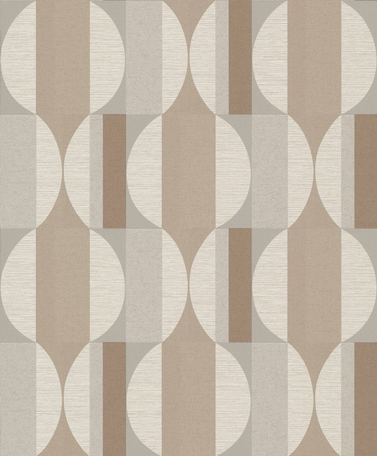 Hnědo-béžová vliesová geometrická tapeta na zeď, CU3109, Cumaru, Grandeco - Vliesové tapety