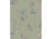 Tapety Yara Eijffinger - Zelená vliesová tapeta s květinami a pávy, 333142 Pip Studio 6, Eijffinger Zelená vliesová tapeta s květinami a pávy, 333142 Pip Studio 6, Eijffinger