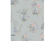 Modrá vliesová tapeta na zeď, květiny, pávi, 333141 Pip Studio 6, Eijffinger