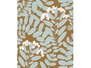 Hnědá vliesová tapeta na zeď, šedo-modré listy, YSA005, Mysa, Khroma by Masuree Tapety Yara - Khroma by Masureel