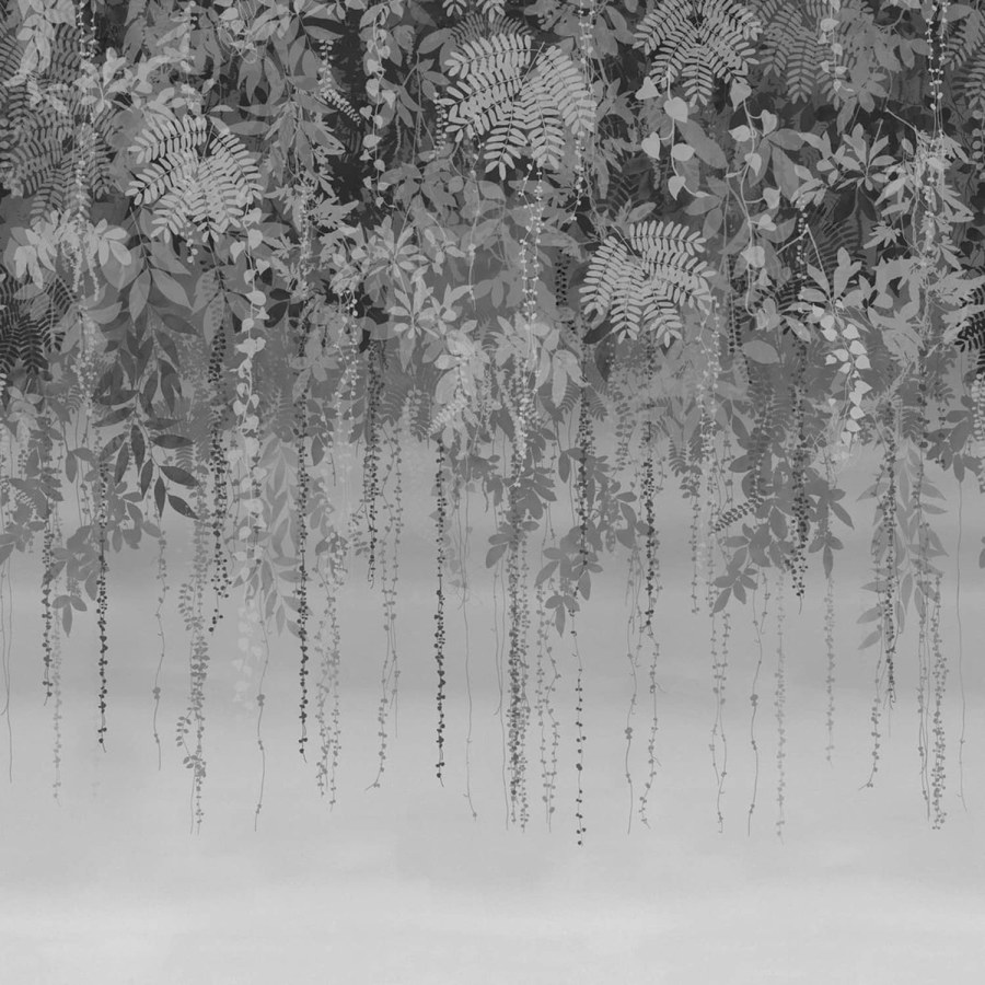 Šedá vliesová obrazová tapeta s listy, 120413FXST, Wiltshire Meadow, Clarissa Hulse - Vliesové tapety