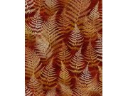 Červeno-oranžová vliesová tapeta s listy kapradin, 120402, Wiltshire Meadow, Clarissa Hulse