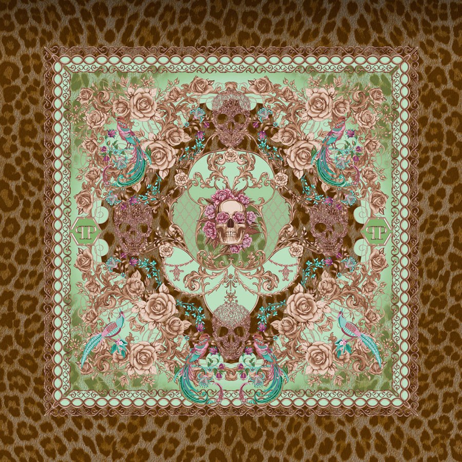 Květinová obrazová vliesová tapeta s lebkami Z80082 Philipp Plein, Zambaiti Parati - Vliesové tapety