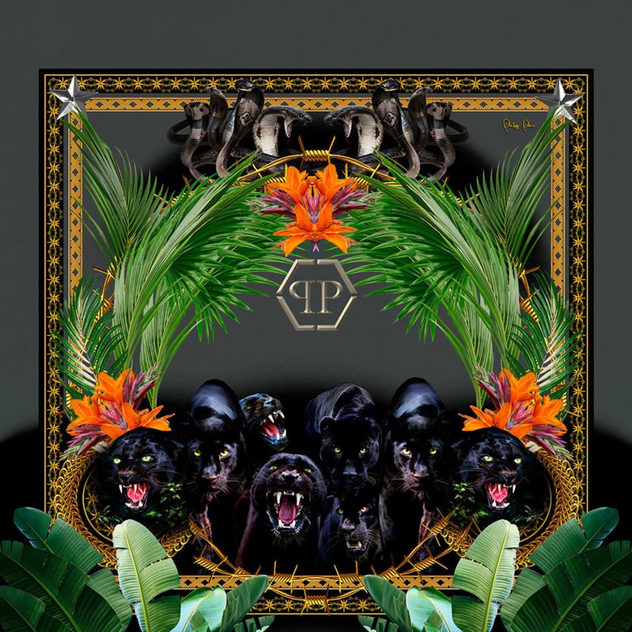 Tapety Yara - Tapety dle materiálu - Vliesové tapety - Obrazová vliesová tapeta s černými pantery Z80063 Philipp Plein, Zambaiti Parati Obrazová vliesová tapeta s černými pantery Z80063 Philipp Plein, Zambaiti Parati - Vliesové tapety