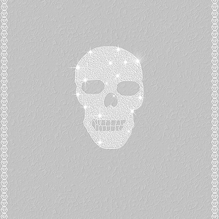 Tapety Yara - Tapety dle materiálu - Vliesové tapety - Šedá obrazová vliesová tapeta lebka s krystaly Z80079 Philipp Plein, Zambaiti Parati Šedá obrazová vliesová tapeta lebka s krystaly Z80079 Philipp Plein, Zambaiti Parati - Vliesové tapety