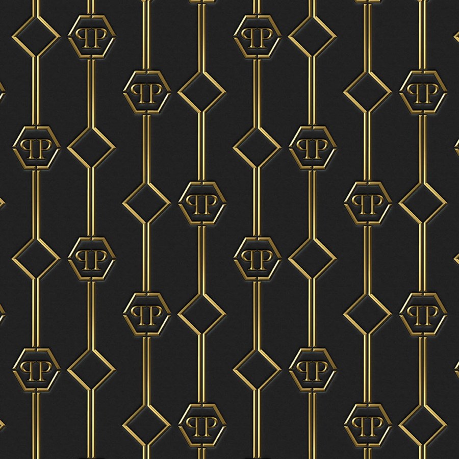 Černá geometrická obrazová vliesová tapeta Z8093 Philipp Plein, Zambaiti Parati - Vliesové tapety