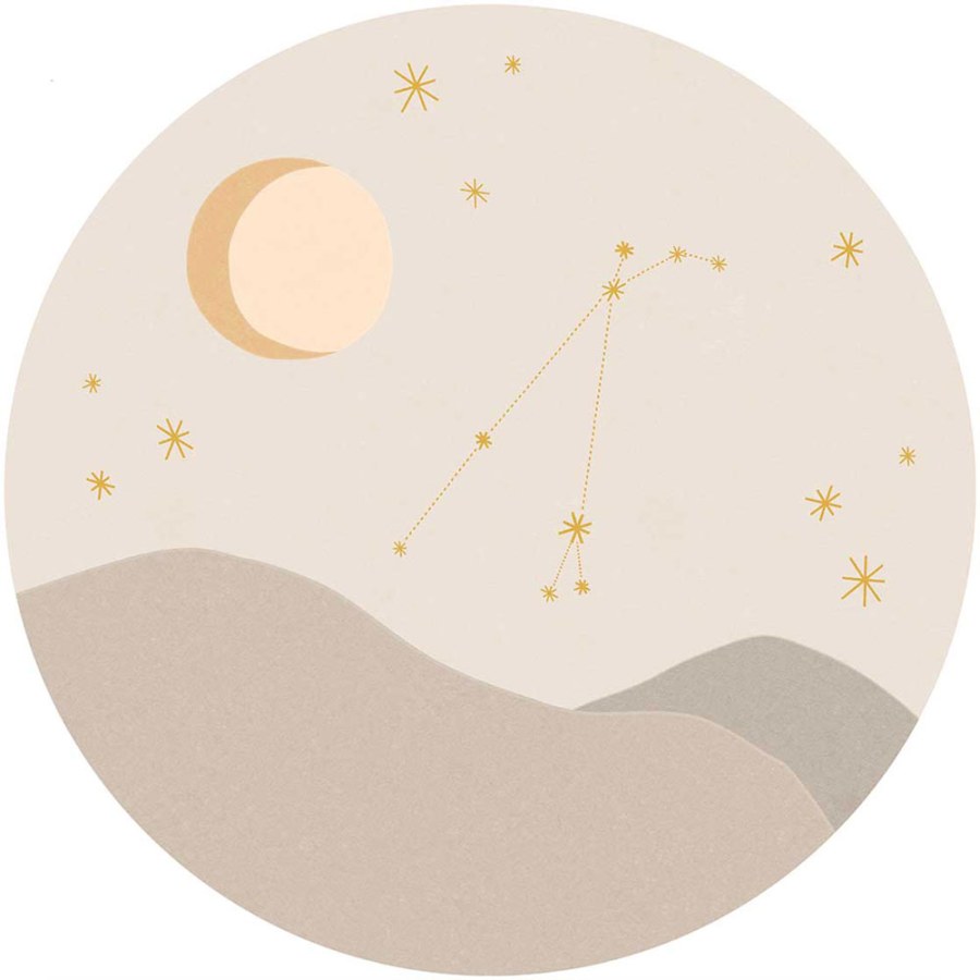 Béžová vliesová kruhová tapeta znamení zvěrokruhu Beran, 323119, Explore, Eijffinger, průměr 115 cm - Eijffinger