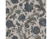 Vliesová tapeta na zeď, hnědo-modrá, květiny, zvířata, 143240, Jaipur, Graham Brown Premium