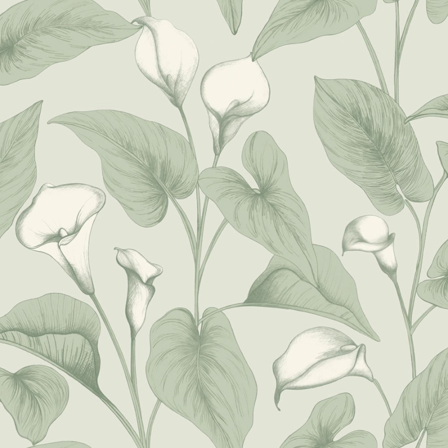 Vliesová tapeta na zeď, zelená, květiny, listy, A83601, Inia, Grandeco