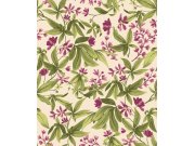 Vliesová tapeta na zeď, zeleno-růžová, rozkvetlé větvičky, A80402, Inia, Grandeco Tapety Yara - Grandeco