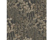 Vliesová tapeta na zeď, černá, listy a trávy, A78903, Inia, Grandeco Tapety Yara - Grandeco