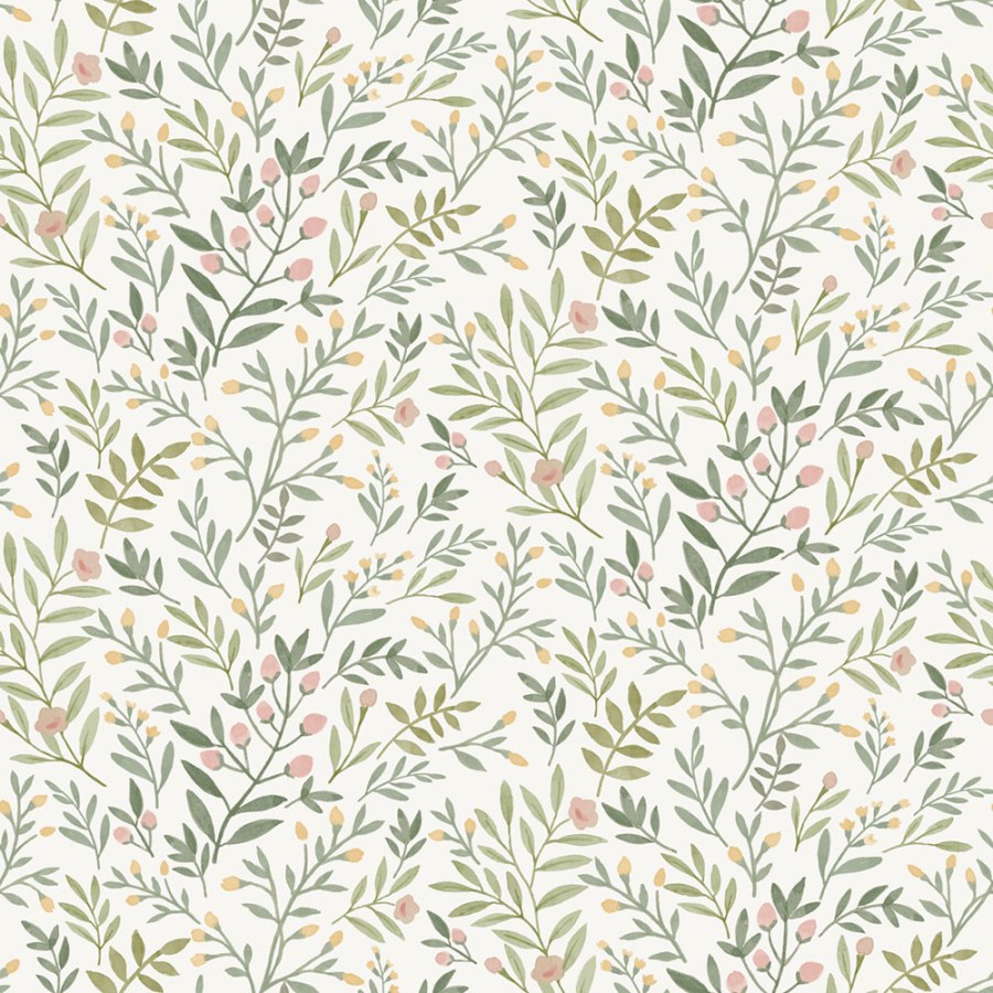 Vliesová tapeta na zeď, zelená, větvičky, A78801, Inia, Grandeco - Grandeco