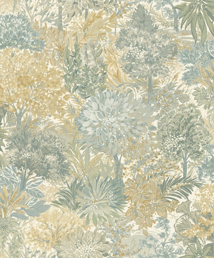 Vliesová tapeta na zeď, šedo-zelená, stromy, A78603, Inia, Grandeco - Grandeco