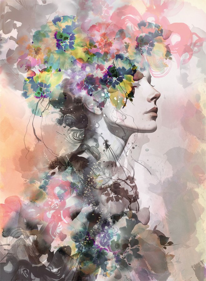 Vliesová obrazová tapeta na zeď, dívka s květinami, 35897, Papis Loveday Fashion Icon, Marburg - Marburg