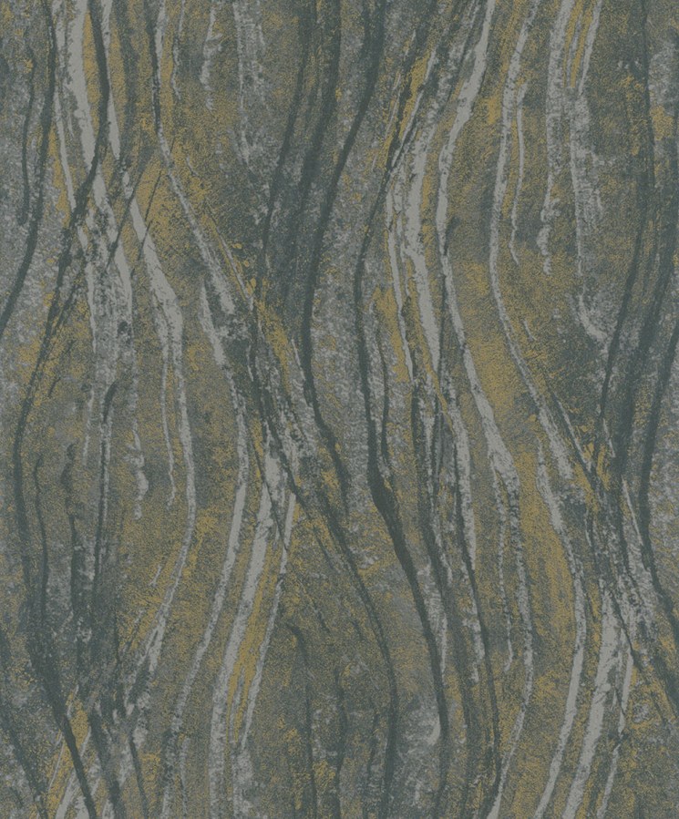 Vliesová tapeta na zeď, černo-okrová, textura, vlny, 82496, Naomi, Novamur - Novamur