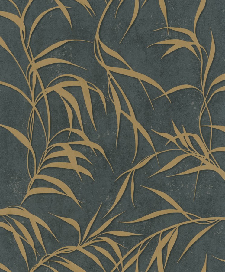 Vliesová tapeta na zeď, černo-zlatá, listy, 34289, City Glow, Marburg