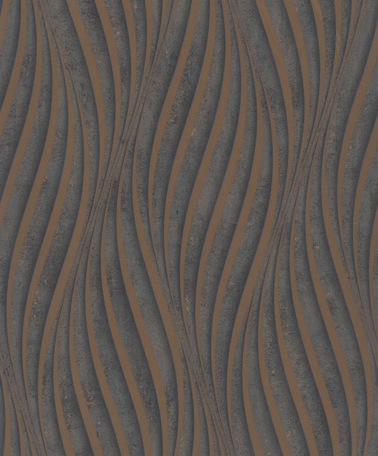 Vliesová tapeta na zeď, hnědo-bronzová, vlnky 34263, City Glow, Marburg - Marburg